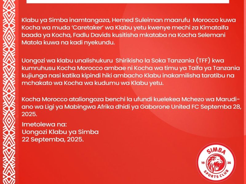 SIMBA Wathibitisha Kuachana na Kocha FADLU, Hii Hapa Taarifa Rasmi