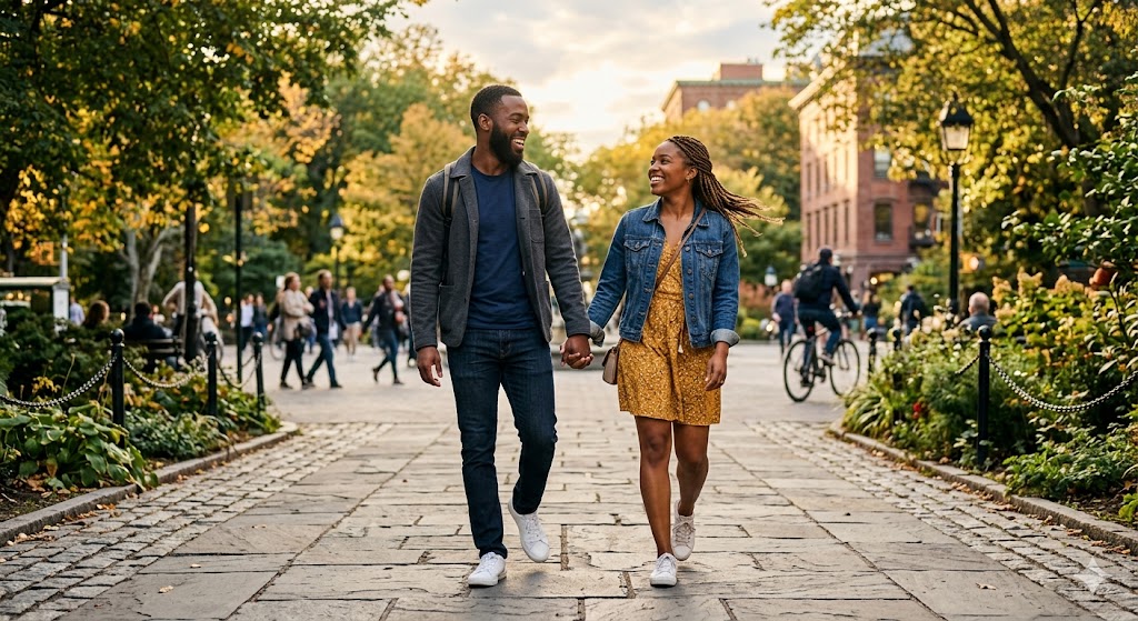 Black Couple Walking